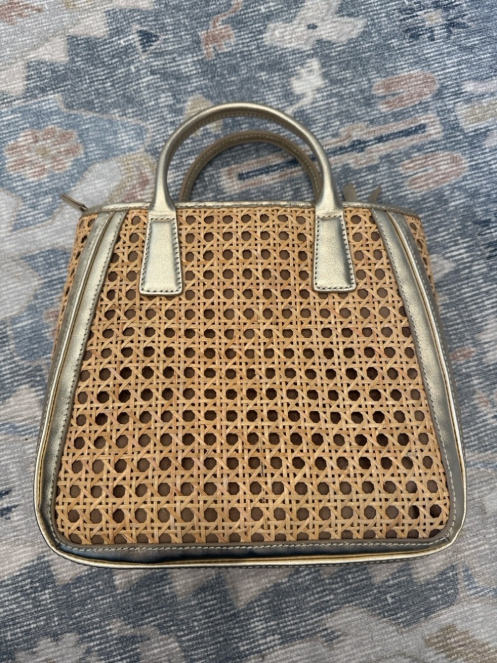 ⭐️ Talbots ⭐️ LIKE NEW ⭐️ METALLIC LEATHER RATTAN SATCHEL with STRAP ⭐️ - Picture 2 of 14